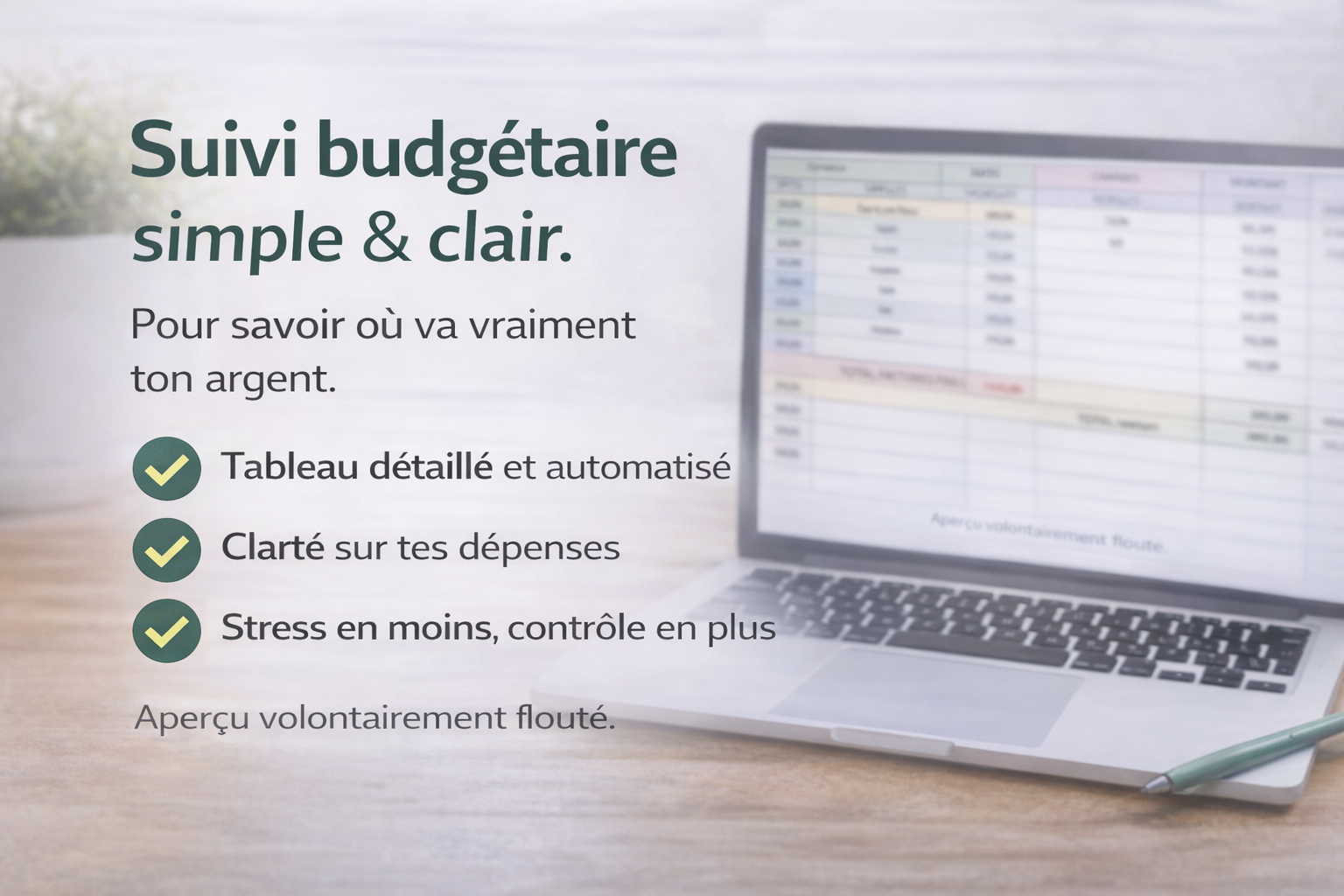 Aperçu du tableau budget 1